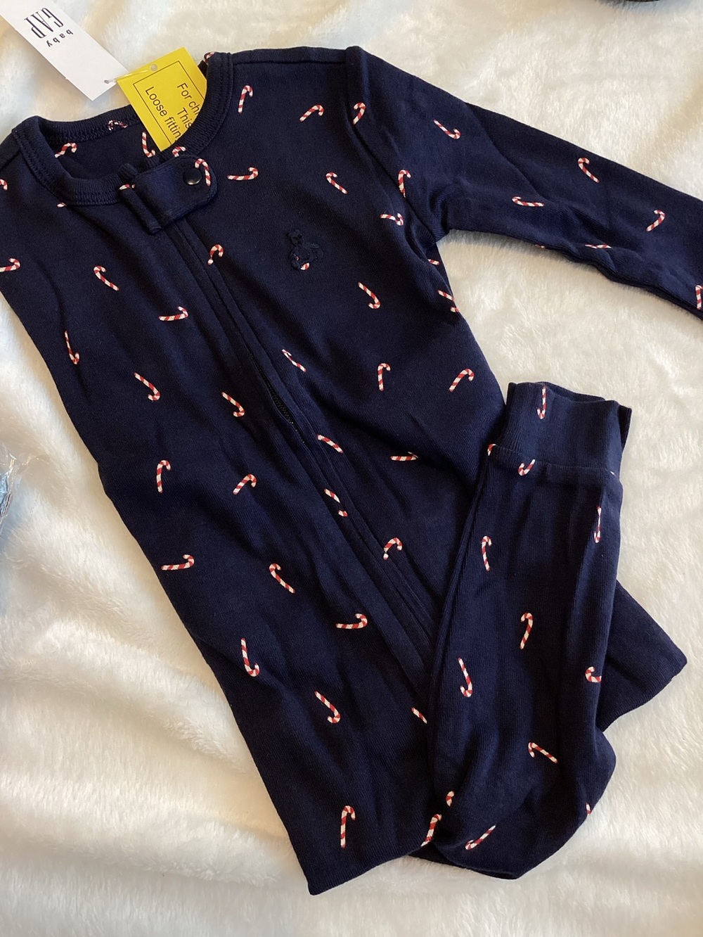🎄 Baby GAP Sleeper Zip Footless Pajamas NEW Candy Cane Christmas Holiday 18-24
